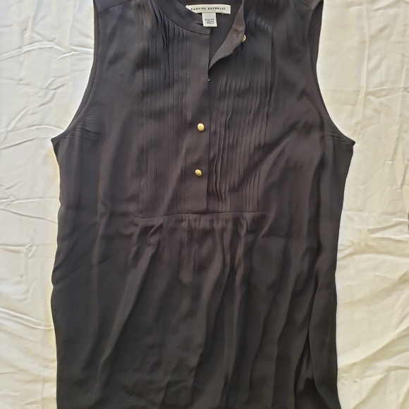 Women's Black Sleeveless Tuxedo Style Blouse, xs - Picture 1 of 3